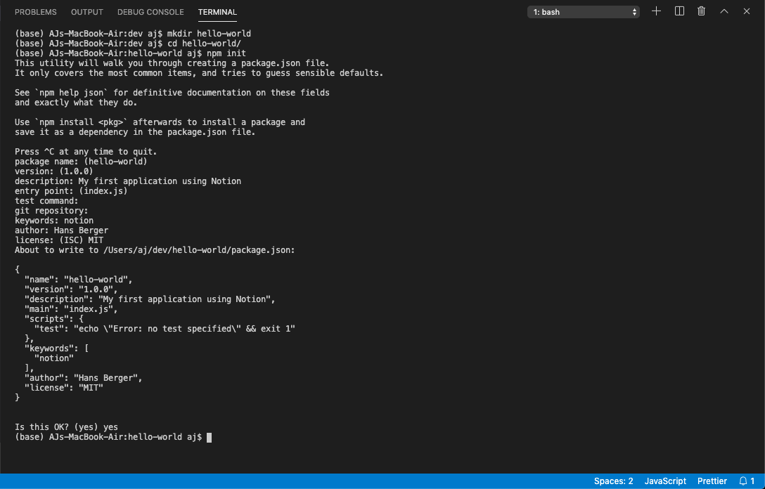 Initial set up of NPM project